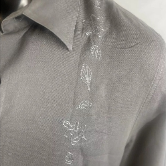 Nat Nast Luxury Originals Mens Shirt Large  Embroidered Panel Zinc Silk  Cotton - Picture 2 of 12